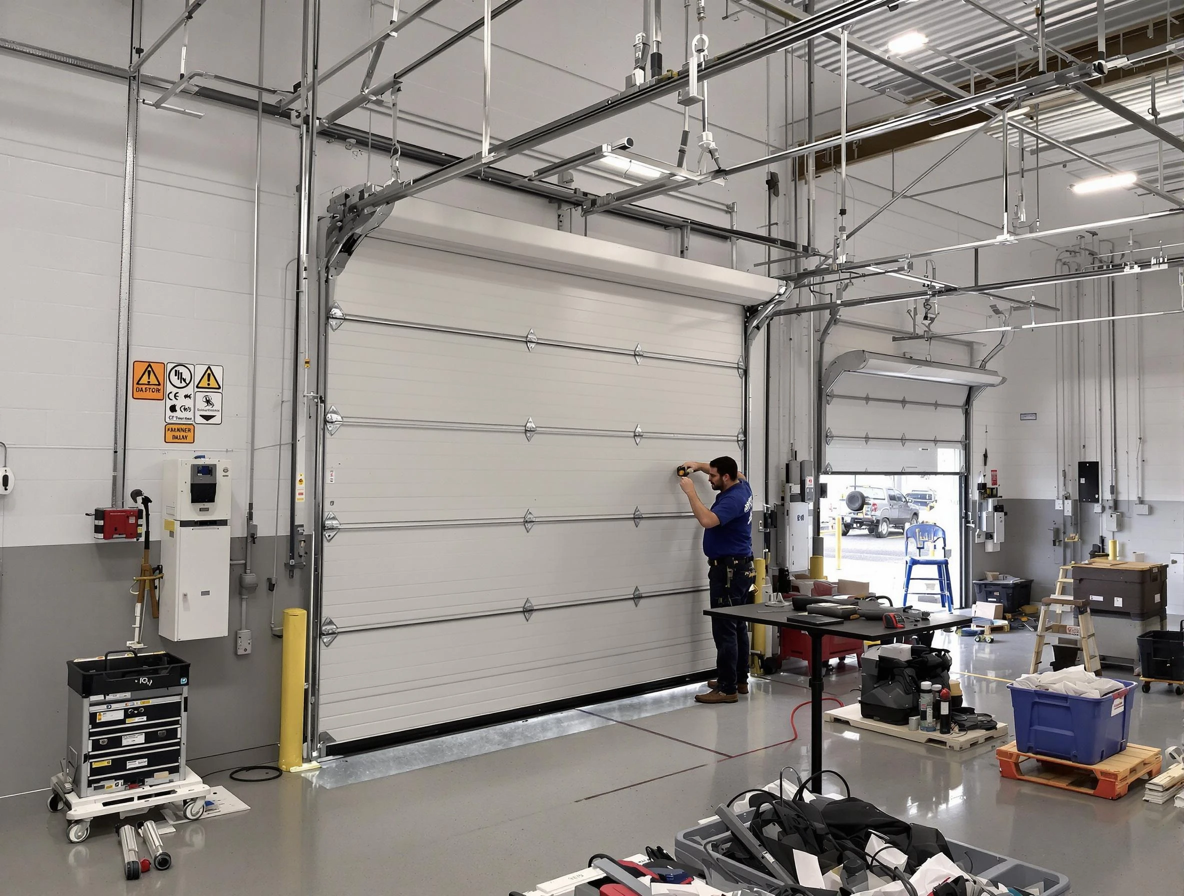Commercial garage door repair being performed by Hueytown Garage Door Repair expert in Hueytown