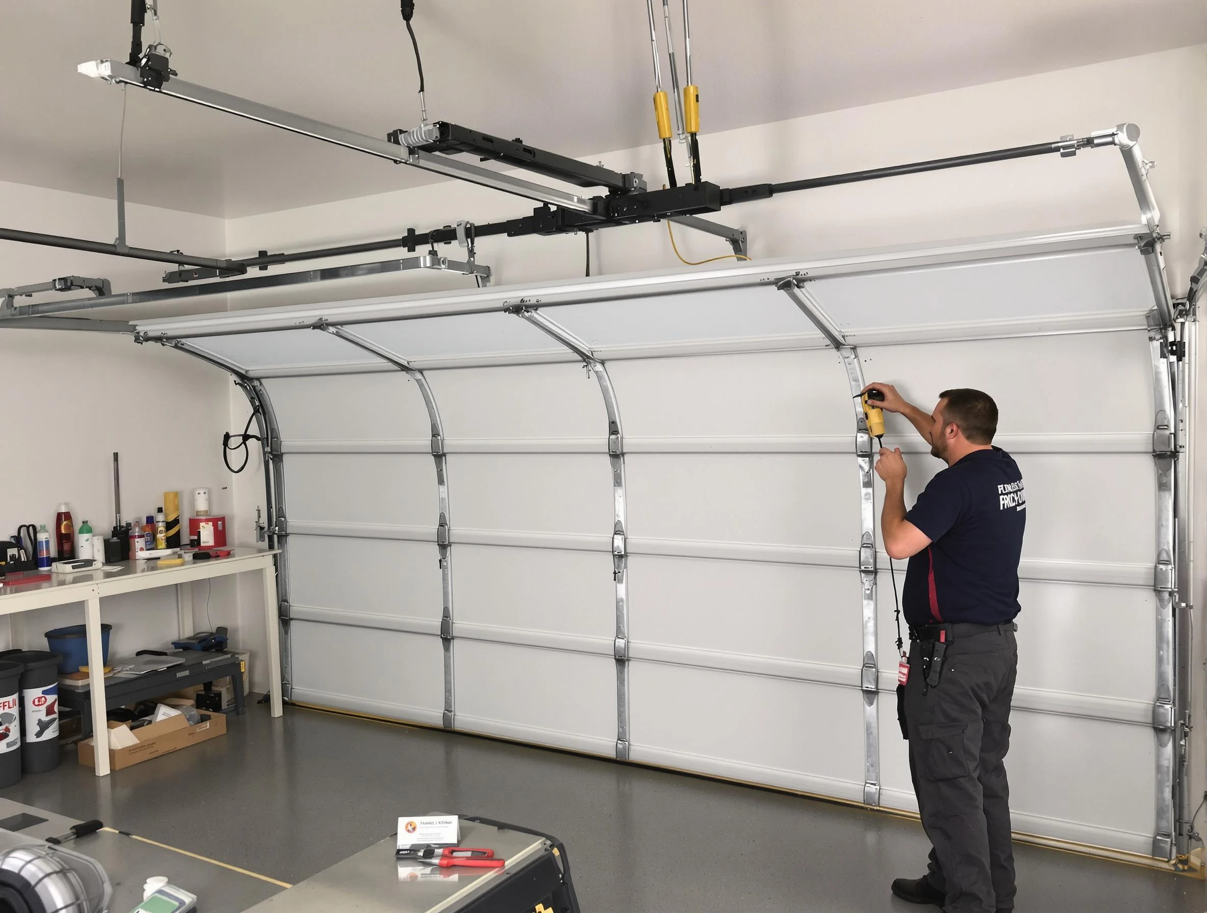 Hueytown Garage Door Repair certified technician performing overhead door system repair in Hueytown