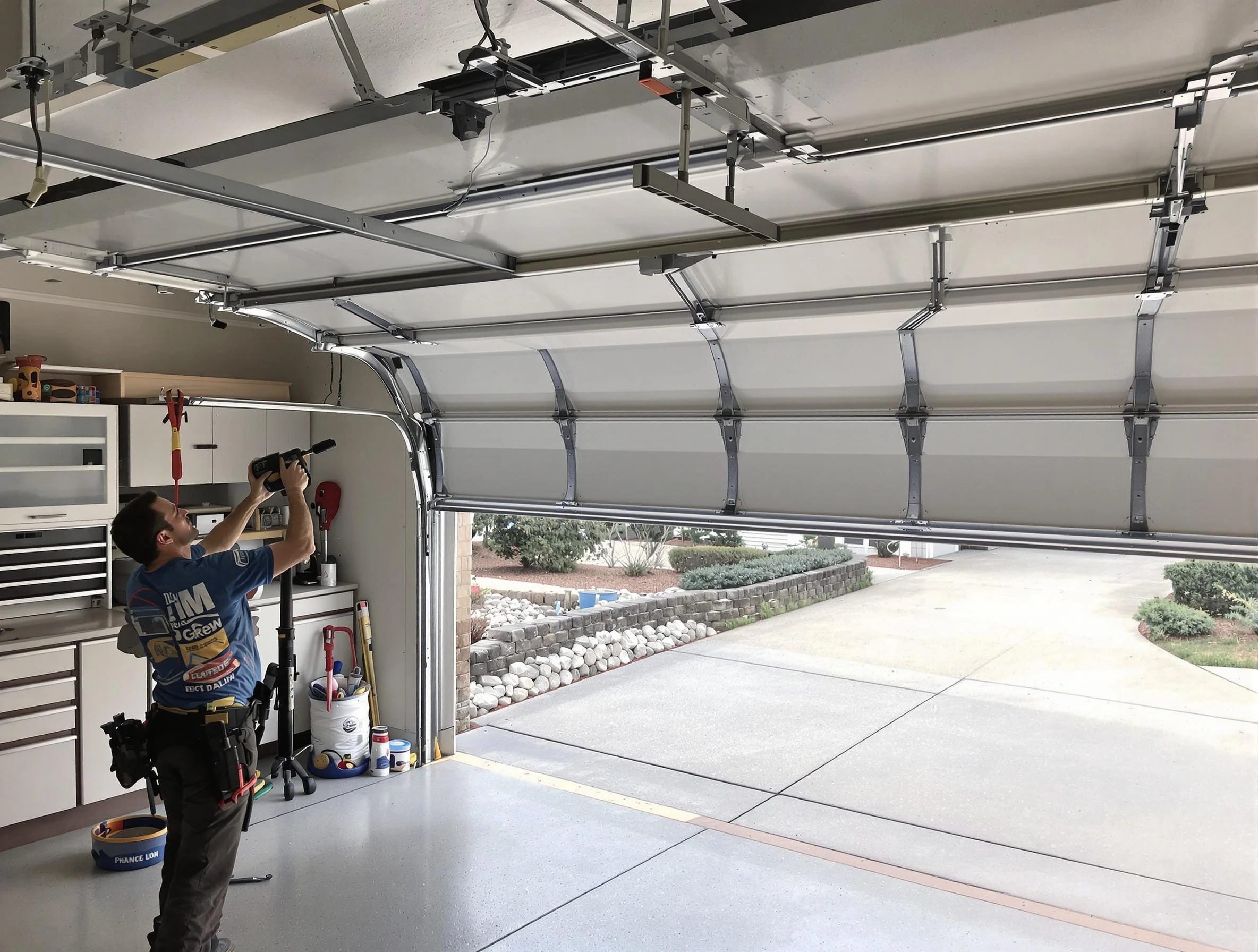 Garage door track repair service by Hueytown Garage Door Repair in Hueytown
